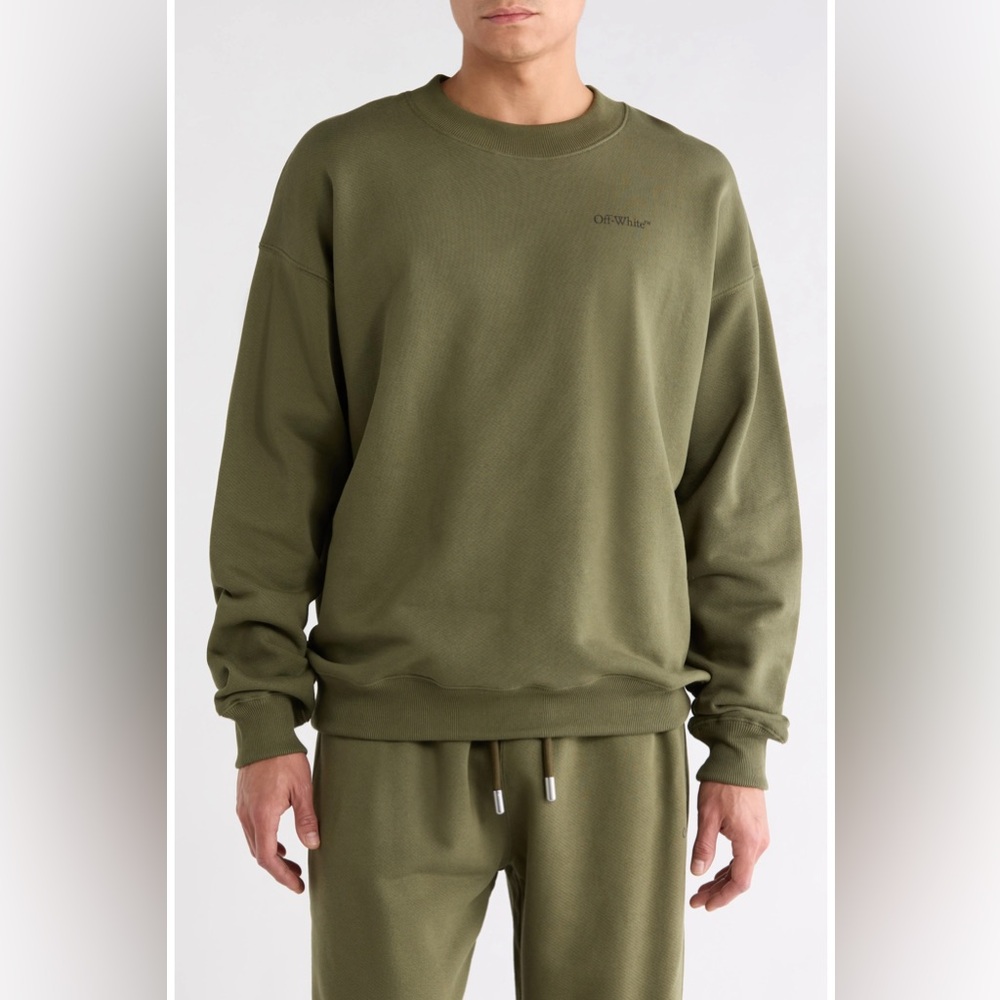 Off-white Olive Green Crewneck Sweatshirt - Men